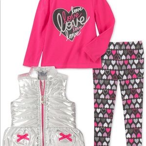 NWT Girls 3-Piece Metallic Vest Outfit